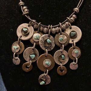 Chico’s Bohemian Coin Pendant Necklace with Turquoise Accents